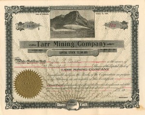 Tarr Mining Co. - Stock Certificate